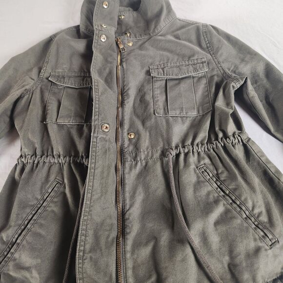 Old Navy Womens Utility Military Style Jacket Green Small Cotton Drawstring - Picture 3 of 10